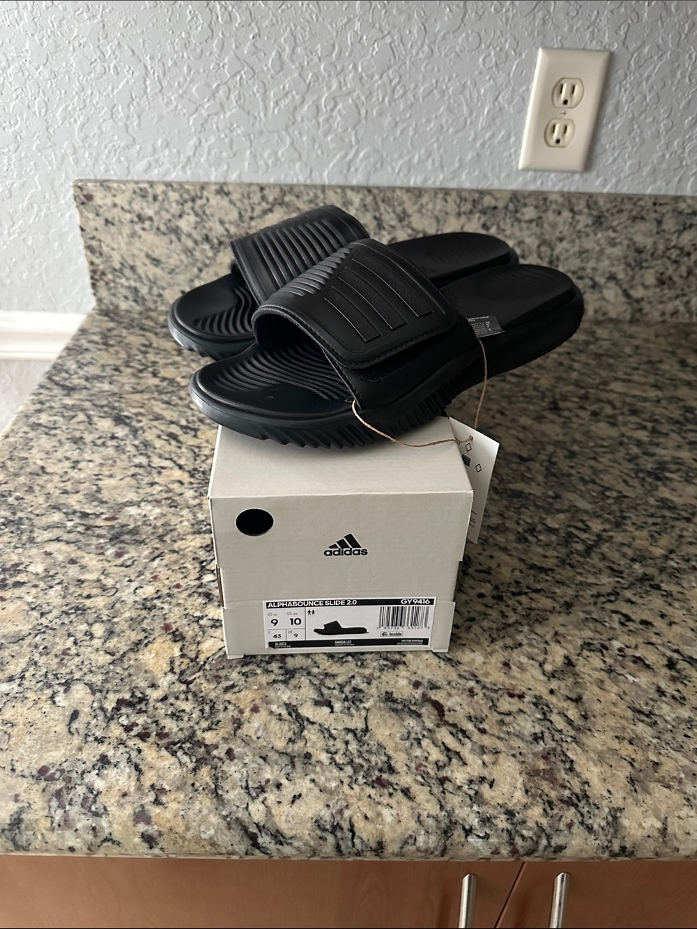 adidas Black men’s Slide Sandals with Textured Strap